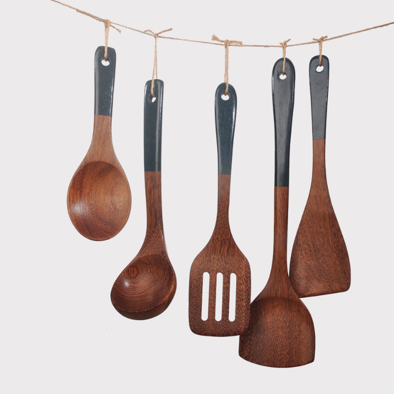 Natural Wooden Non-stick Cooking Utensils Set - Image 9