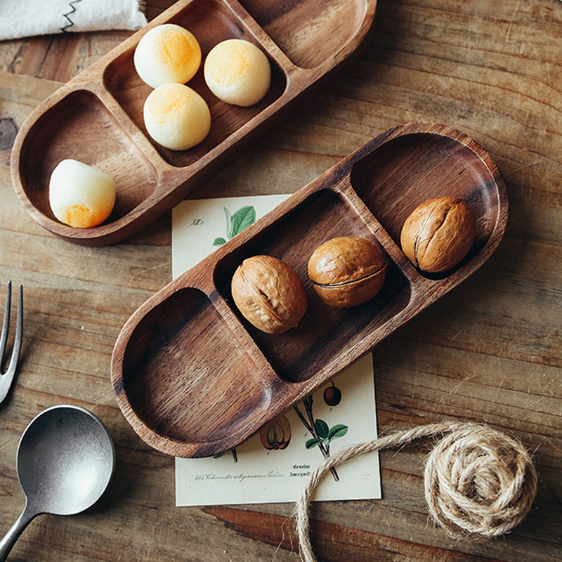 Mini Wooden Plate Sauce Dish Serving Set - Image 4