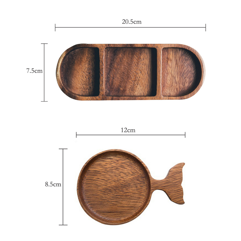 Mini Wooden Plate Sauce Dish Serving Set - Image 5