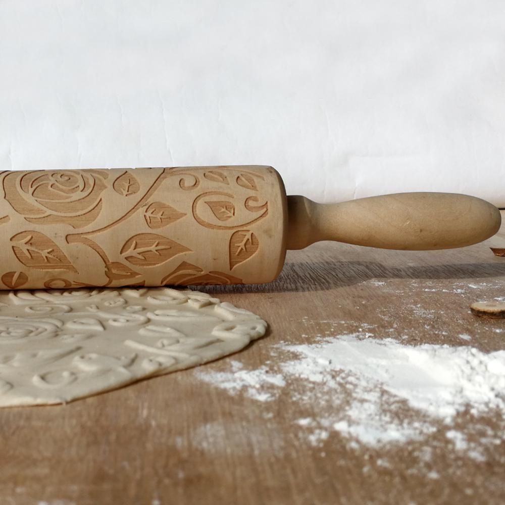Wooden Rolling Pin Embossing Baking Tool - Image 2