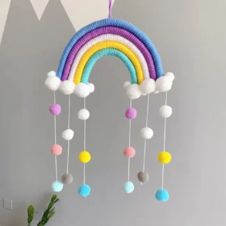 Woven Rainbow Ball Pendant Kids Room Hanging Ornament, Blue
