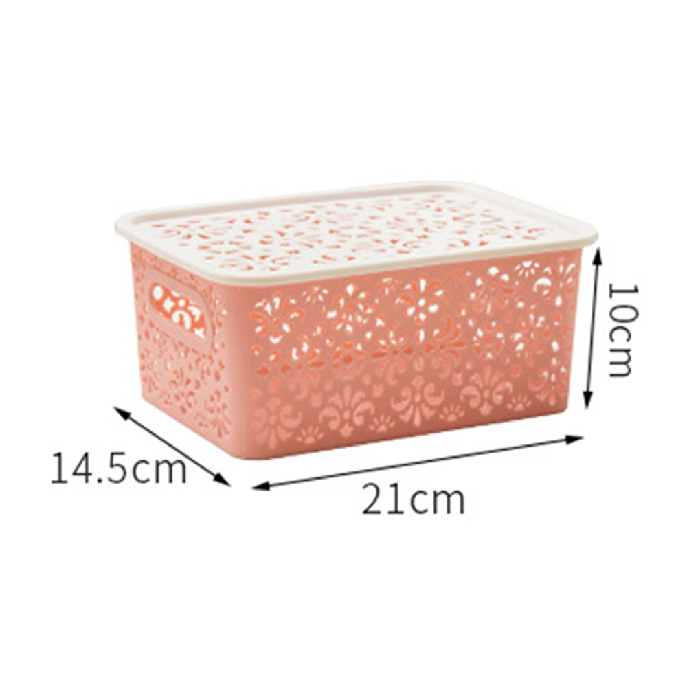Plastic Organizer Box with Lid, Pink - Image 2