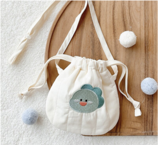 Children Quilted Drawstring Small Bag, Dinosaur