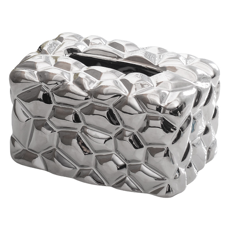 Modern Silver Ceramic Tissue Box Ornaments Modern Decorations - Image 2