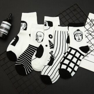 Hip Hop White Black Woman Calcetines Women Sock