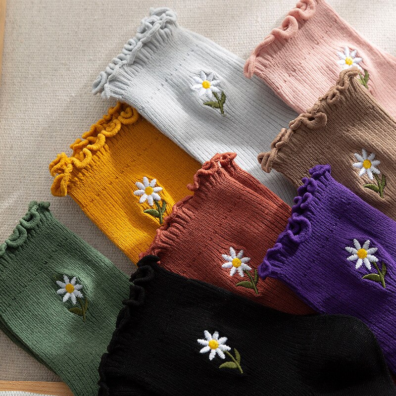 Sunflower Frilly Socks