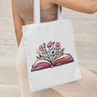Pink Flowers Printed Canvas Tote Bag