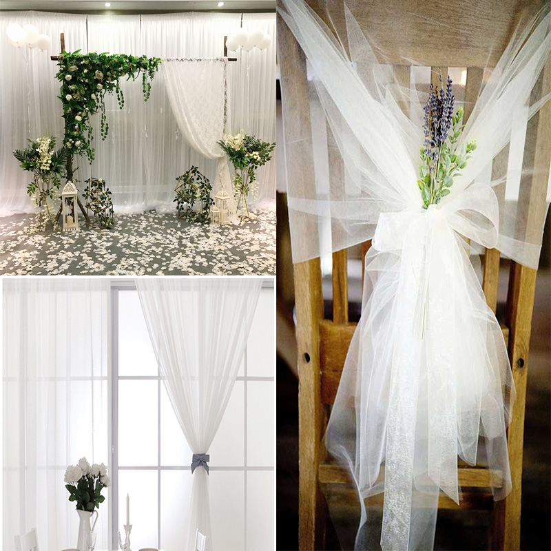 10m-48cm Crystal White Tulle Roll Party Backdrop Decoration - Image 4