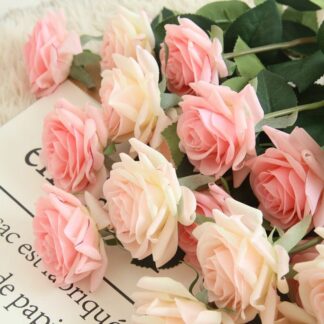 10pcs/lot Decor Rose Artificial Flowers, Silk, Pink