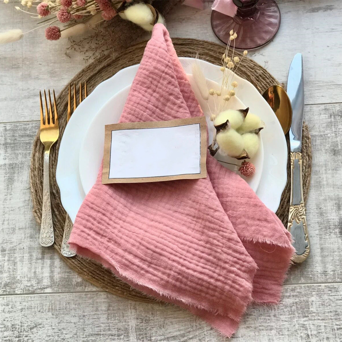 12PCS Double-Layer Cotton Cloth Napkins 43cm*43cm - Image 3