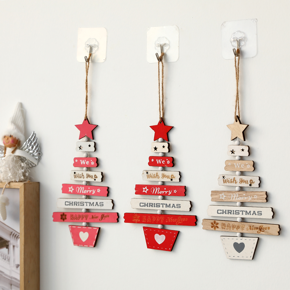 Wooden Christmas Tree Decorations, Set Of 3