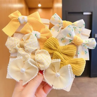 Big Bow Flower Elastic Sweet Hairbands Girls Yellow