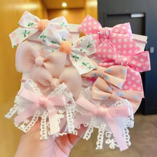 Big Bow Flower Elastic Sweet Hairbands Girls Pink