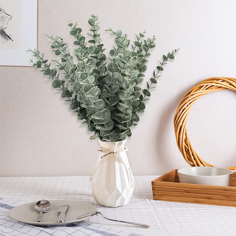 20pcs Artificial Eucalyptus Leaves Fake Plants, Green - Image 2