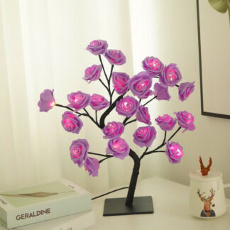 24 LED Tree Lights USB Table Lamp, 24 Purple Rose
