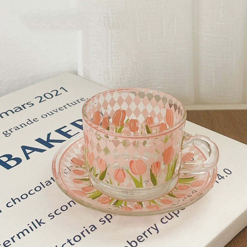 2PCS/Set Glass Cups, Tulip Flower Coffee Mug - Image 4