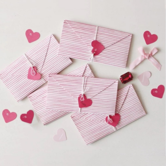 2Pcs Elegant Pink Stripe Letter Paper Envelopes