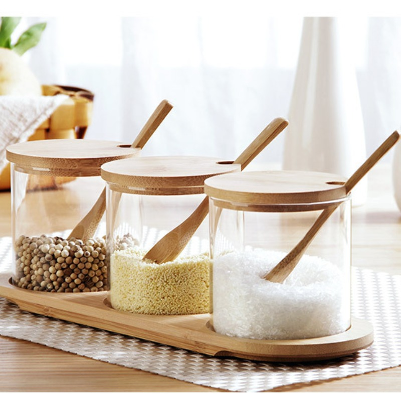 3 Pcs Glass Salt Pepper Seasoning Jars - Image 3