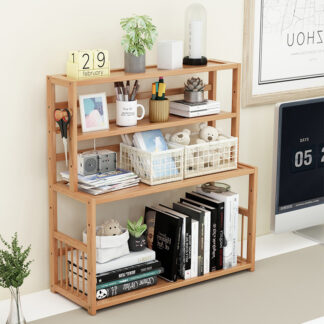 3-tier Wooden Bookshelf Stationery Organizer