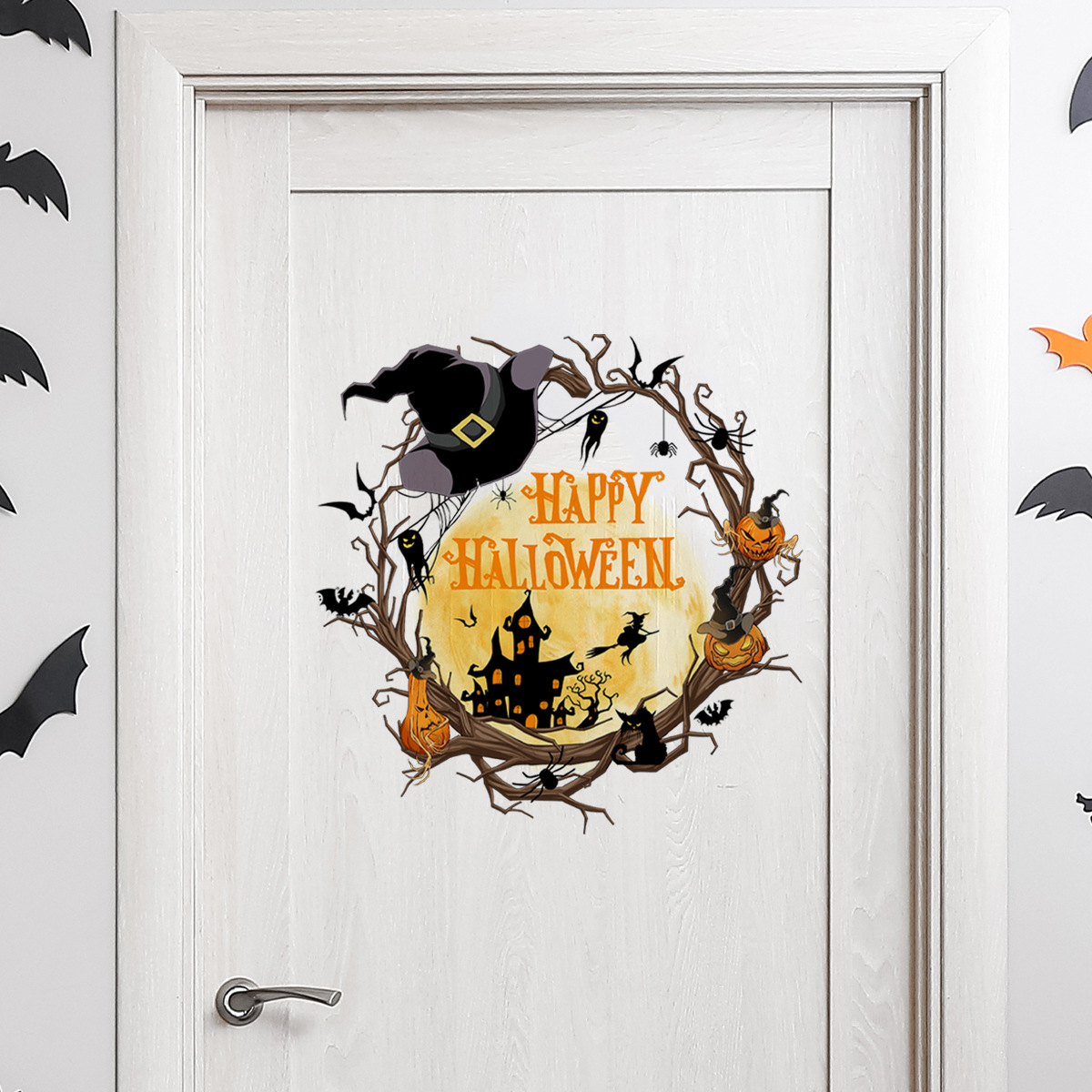 30*30cm Vine Castle Bat Halloween Wall Stickers Halloween Decoration - Image 4