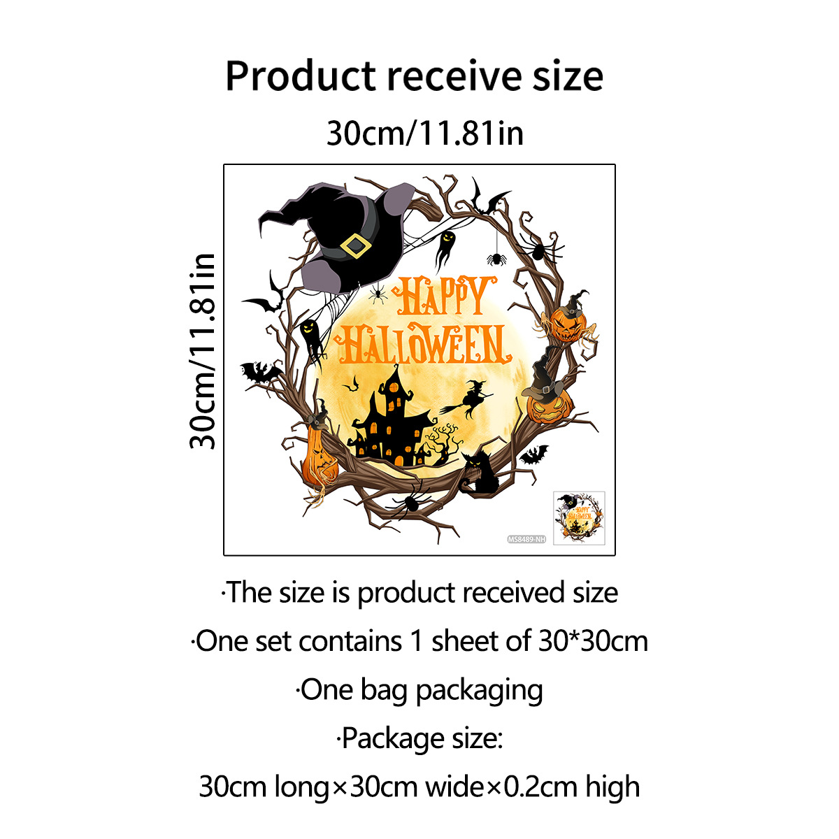 30*30cm Vine Castle Bat Halloween Wall Stickers Halloween Decoration - Image 5