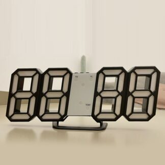 3D LED Digital Luminous Wall Clock, USB Plug In, Black