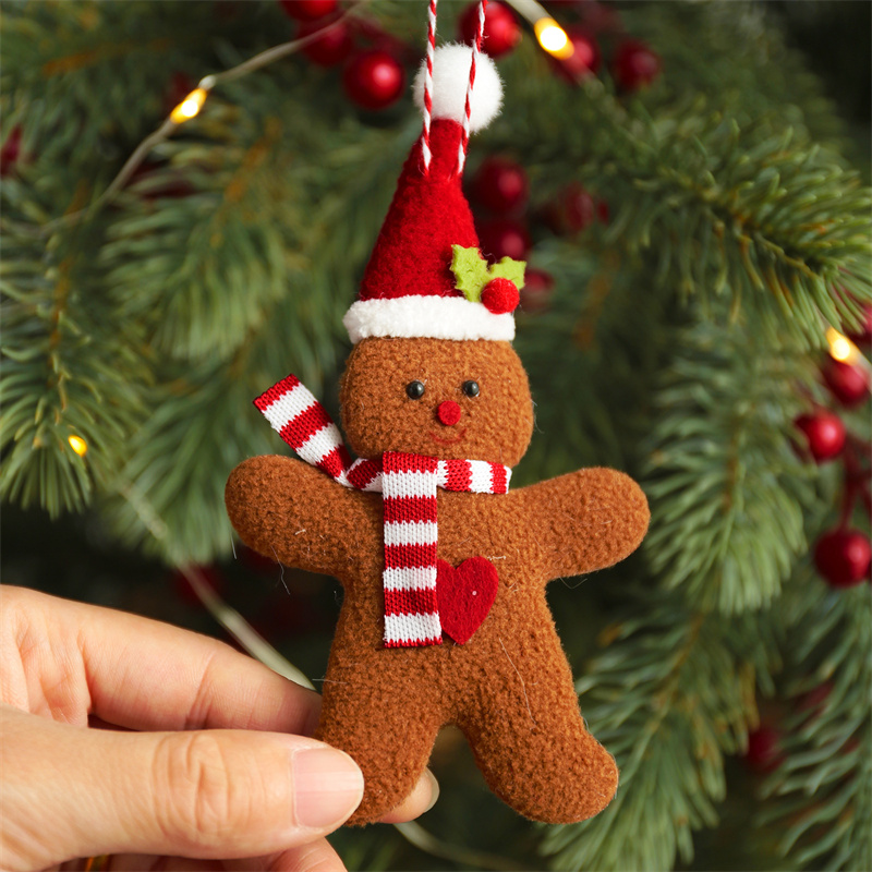 3Pcs Fuzzy Gingerbread Man Doll Xmas Tree - Image 3