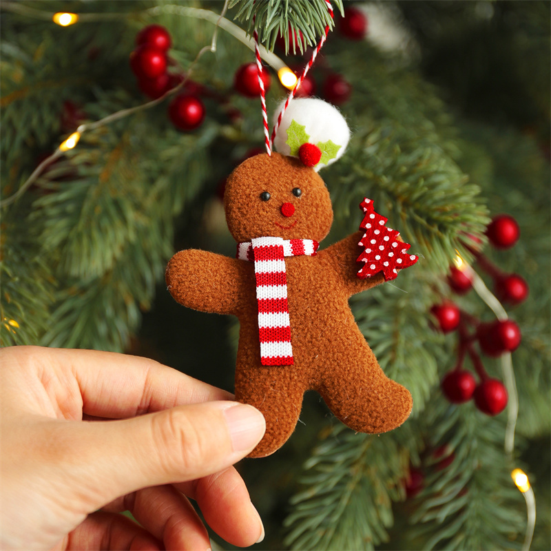 3Pcs Fuzzy Gingerbread Man Doll Xmas Tree - Image 4