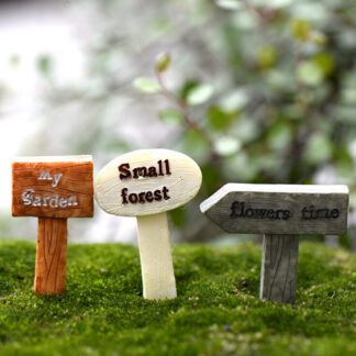 3PCS Resin Sign Board Bonsai Figurines Terrarium Decor
