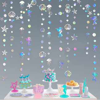 4.5m Mermaid Holographic Bubble Hanging Garland Party Decor