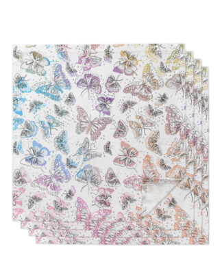 4pcs Spring Butterfly Hand-Painted Watercolor Table Napkins