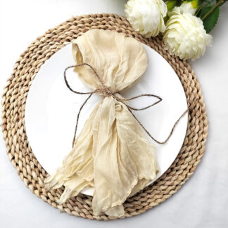 50 Pieces Cream Gauze Cheesecloth Dinner Napkins with Wrinkled Decorative