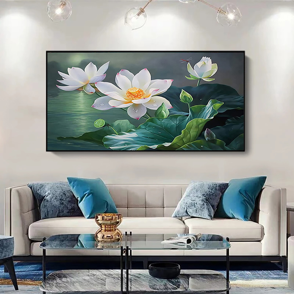 5D DIY Beautiful Lotus Full Diamond Painting Kit - Image 2