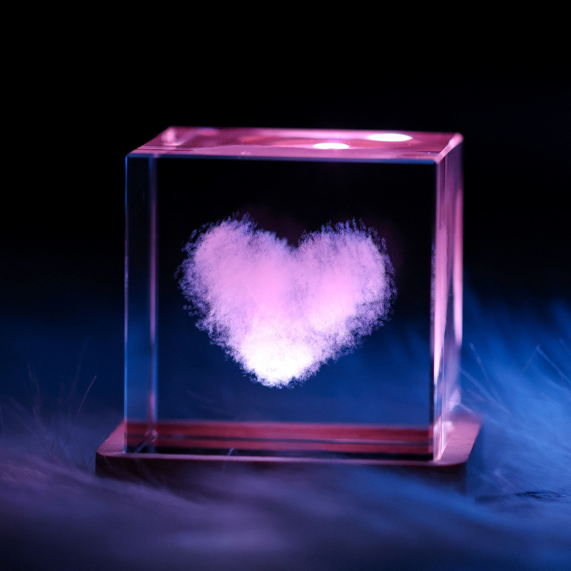 Square Shape Inner Carving Transparent Love Heart Crystal Balls Craft - Image 2