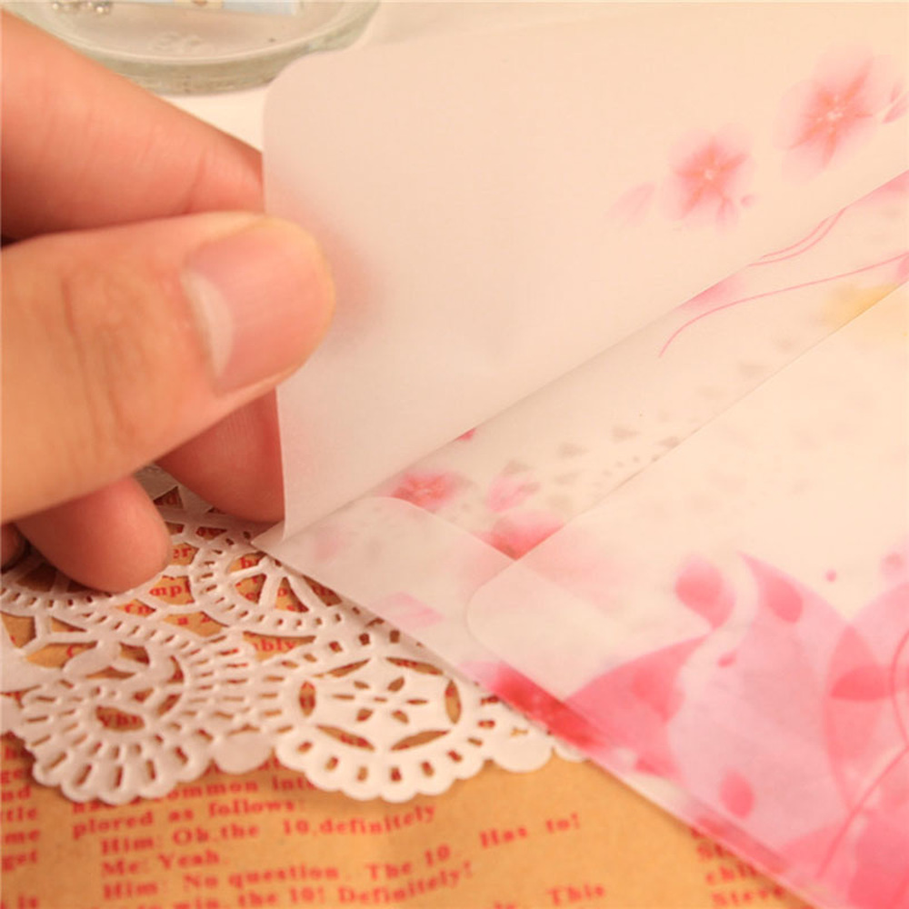 5pcs Vintage Translucent Peach Blossom Pattern Envelope - Image 5