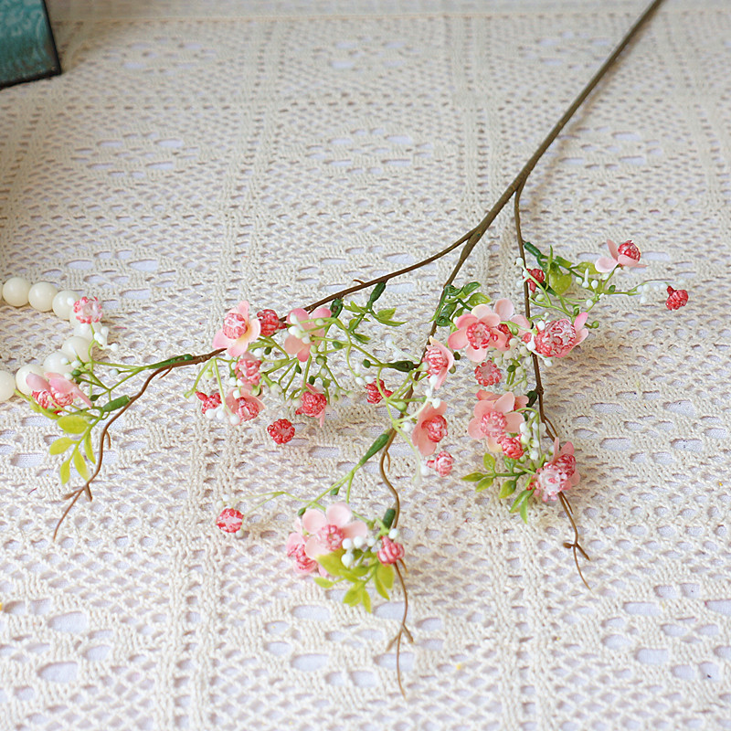 64cm Single Small Flowers Pearl Plum Artificial Silk Flower - Image 3