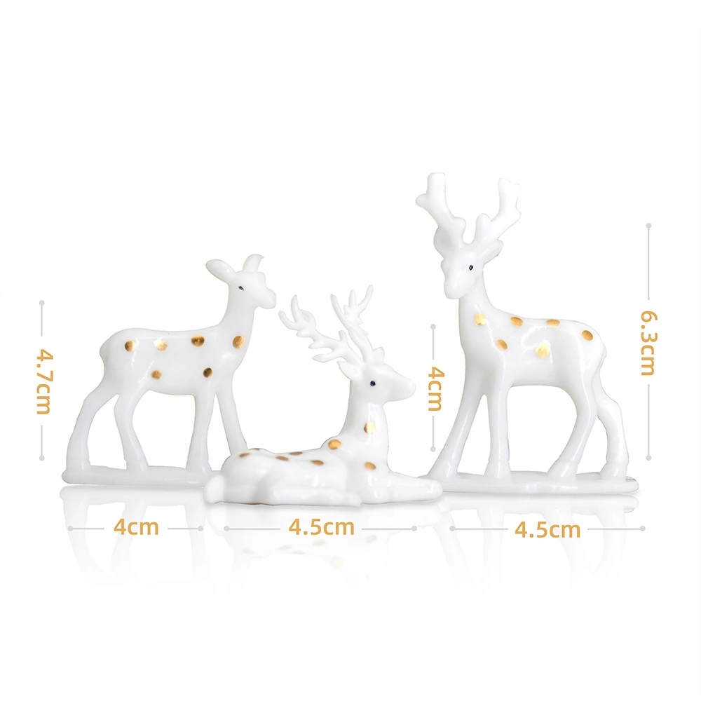 3pcs White Reindeer Christmas Decorations - Image 2