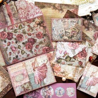 6pcs Romantic Round Stickers Retro Artistic Envelop Greeting Card