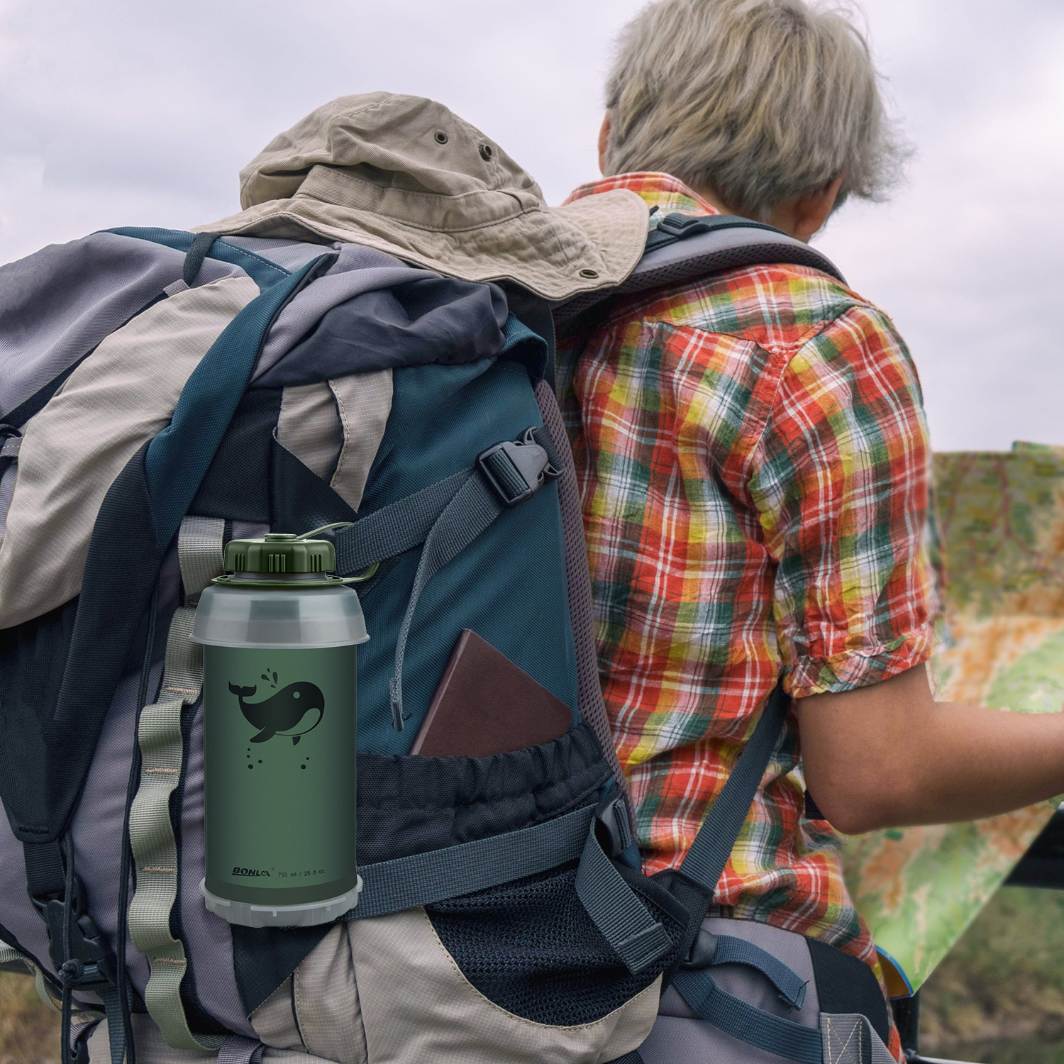 750ml Army Green Foldable Water Bottle - Image 3