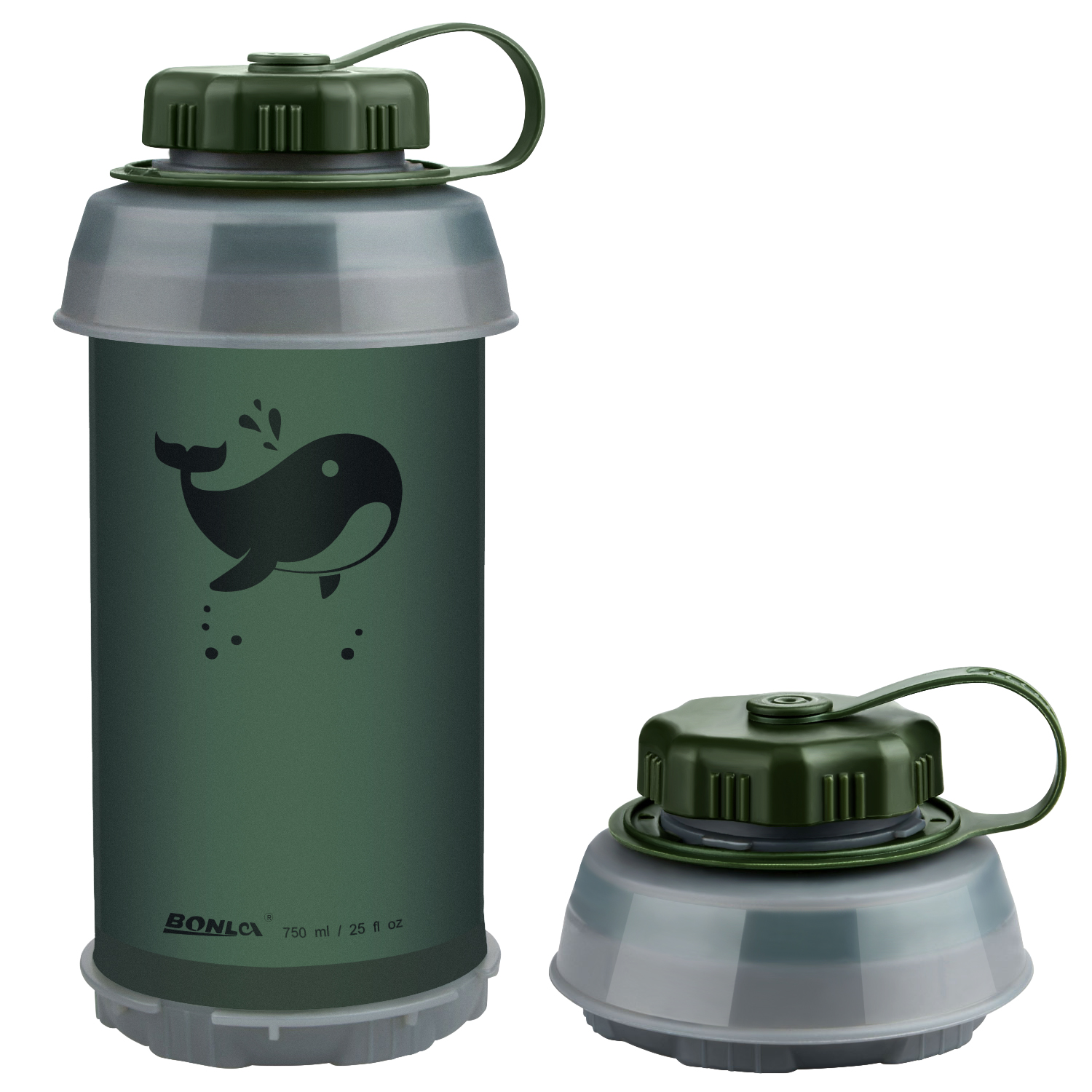 750ml Army Green Foldable Water Bottle - Image 2