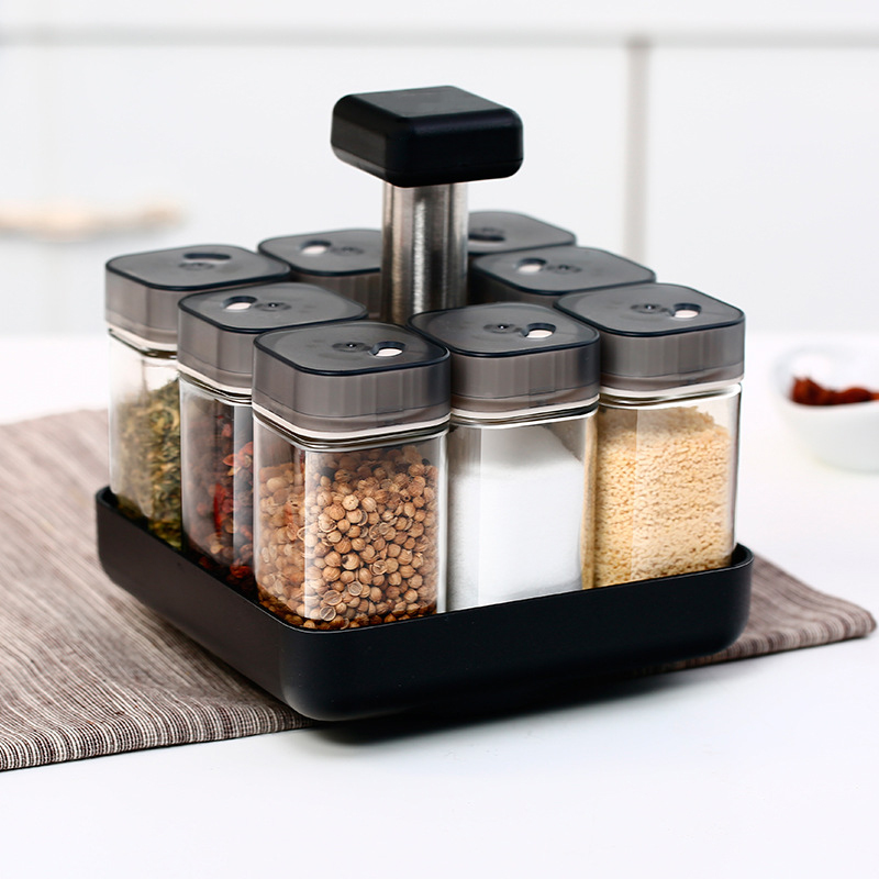 8Pcs Kitchen Spice Jar Glass Organizer - Image 2