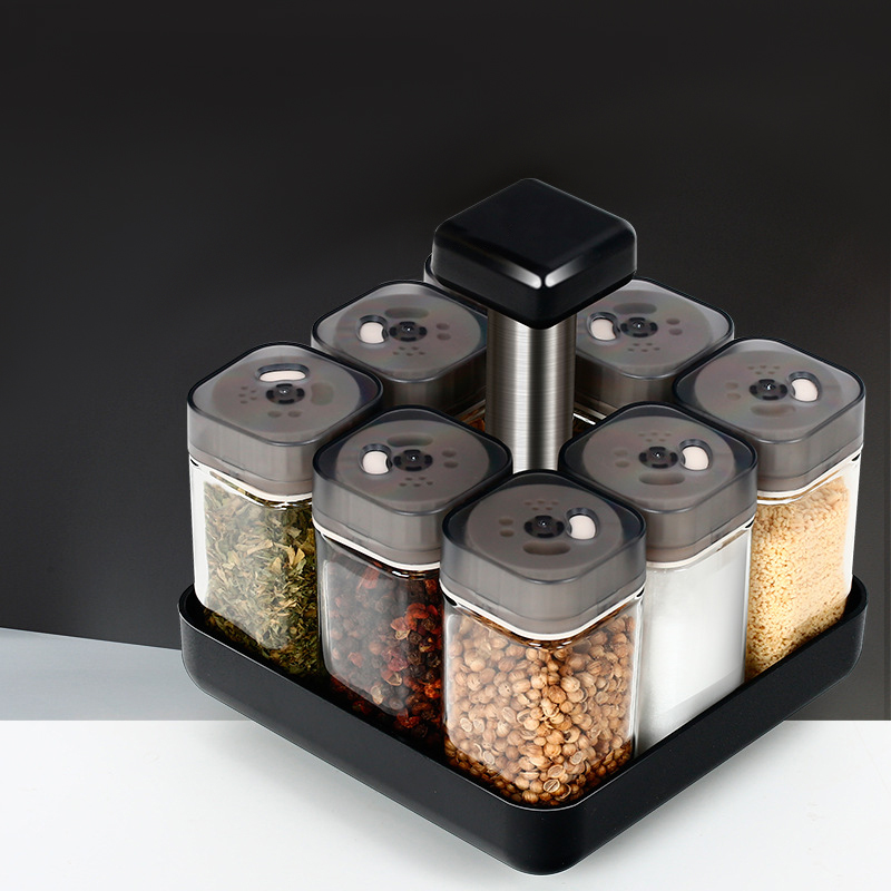 8Pcs Kitchen Spice Jar Glass Organizer - Image 3