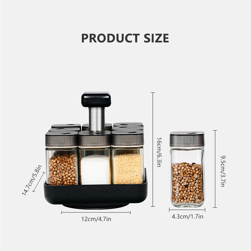 8Pcs Kitchen Spice Jar Glass Organizer - Image 5