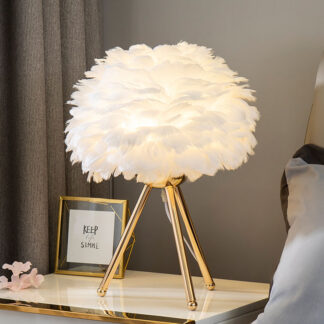 LED Modern Goose Feather Table Lamp, White