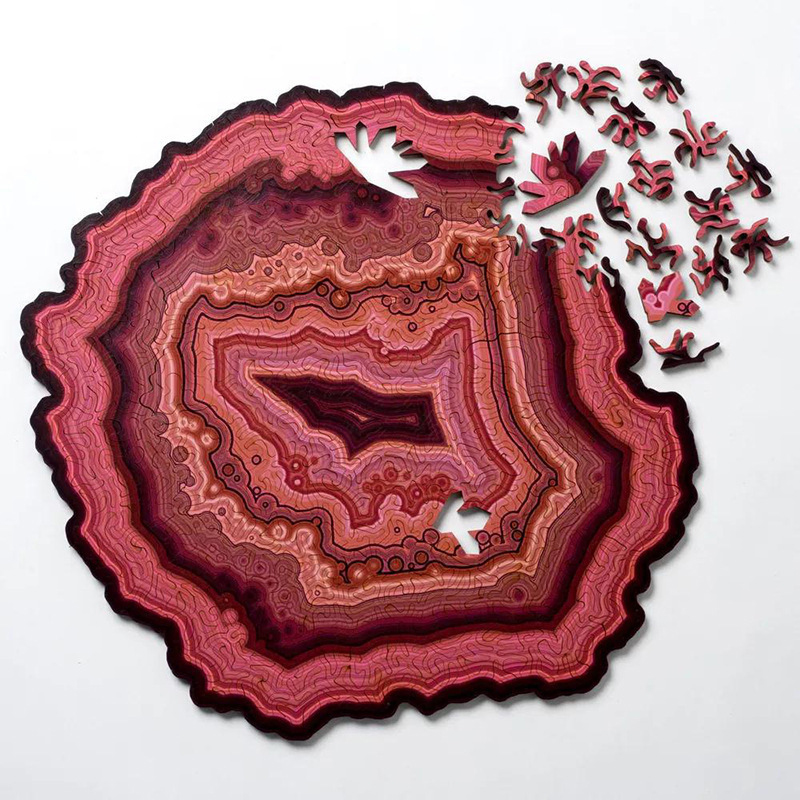 High Difficulty Level Irregular Shape Agate Wooden Jigsaw Puzzle