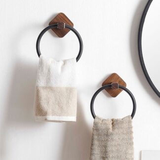 Aluminum Wood Towel Ring, Hand Towel Holder
