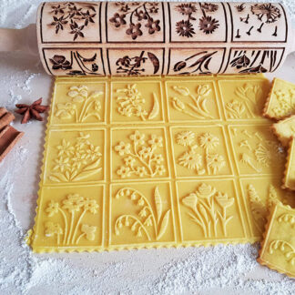 Spring Flowers Embossing Rolling Pin with 16 Different Flowers