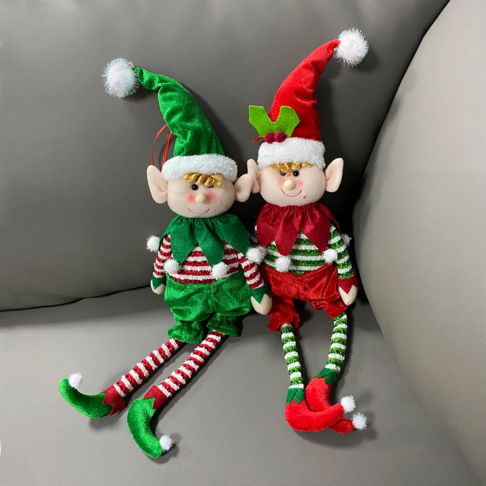 Christmas Plush Leg Elf Doll Ornaments, Set Of 2 - Image 2