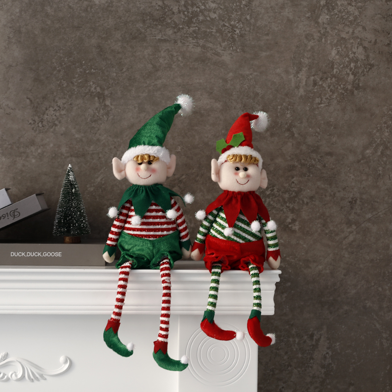 Christmas Plush Leg Elf Doll Ornaments, Set Of 2 - Image 3