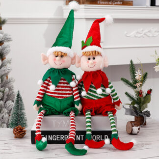 Christmas Plush Leg Elf Doll Ornaments, Set Of 2
